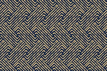 Plaid avec motif Or bleu Motif géométrique abstrait avec des rayures, des lignes. Fond vectorielle continue. Ornement or et bleu foncé. Conception graphique en treillis simple