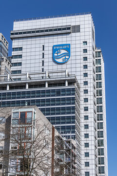Amsterdam Breitner Centre - 23-storey Philips headquarters building. 'Royal Philips' (Koninklijke Philips) - Dutch multinational conglomerate corporation. Amsterdam, The Netherland. March 21, 2022.