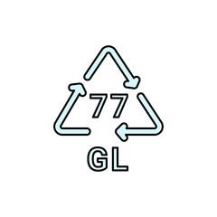 Glass recycling code GL 77 line icon. Consumption code.