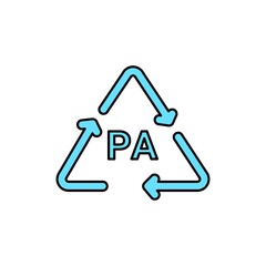 Plastic recycling code PA line icon. Consumption code resin, polyamide.