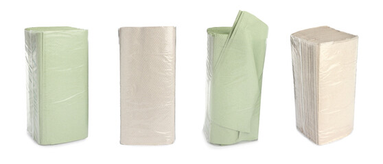 Set of paper towels on white background. Banner design