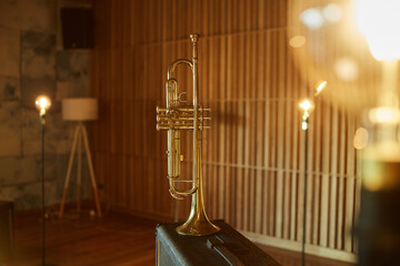  trumpet on music practice room 
