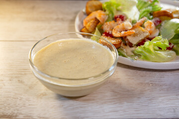sauce for seafood salad and greens