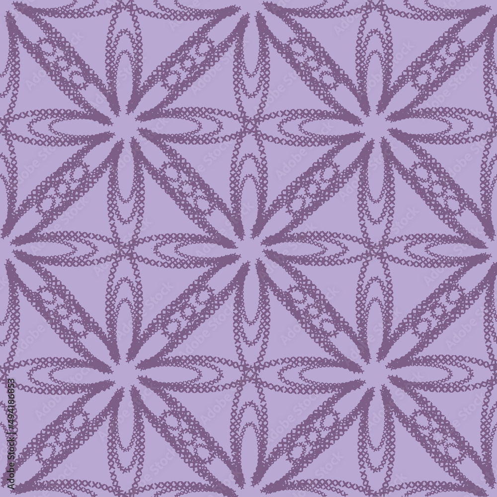 Poster cross stitched color of the year 2022 purple pattern seamless repeat background