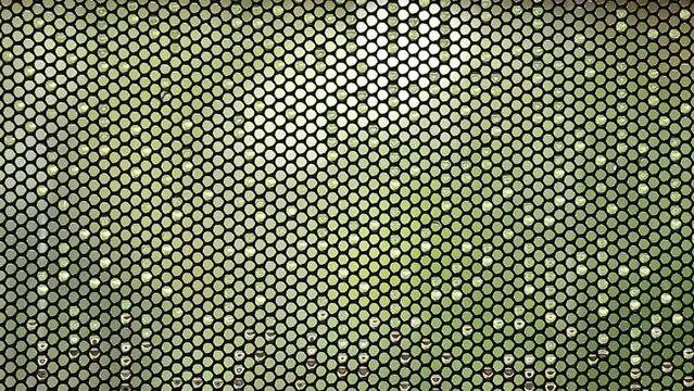 Steel mesh with rain dropping, out door  Chiangmai Thailand