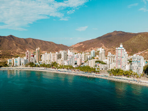Aerial view on Rodadero in Santa Marta, Magdalena, Colombia