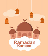 Ramadan Kareem, Happy Ramadan, greeting card and banner template. Islamic holiday background. Vector illustration