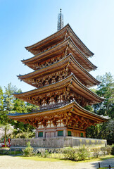 春の京都市醍醐寺の国宝五重塔