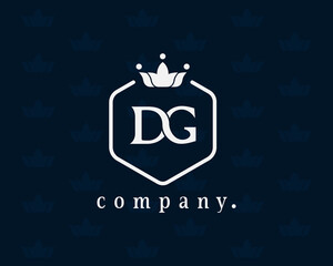 Letter DG crown monogram. Elegant logo and creative typography. The graceful vintage emblem for book design, brand name, business card, restaurant, boutique, hotel, cafe, badge, label. Vector symbol.