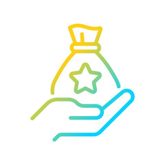 Large bonus gradient linear vector icon. Huge reward. Massive bounty. Big prize. Sudden wealth. Monetary compensation. Thin line color symbol. Modern style pictogram. Vector isolated outline drawing