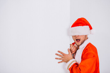 Sexy santa man isolated on white background