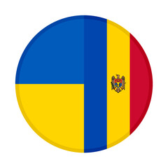 Fototapeta premium round icon with ukraine and moldova flags, isolated on white background
