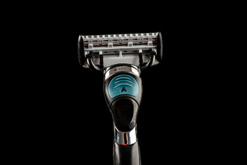 man shaving razor isolated. man shave razor close up