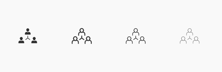 3 people in triangle flat illustration for people network and communication. Three people connected by lines vector