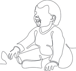 Abstract line art baby illustration. Newborn lovely design elements. Cute kids for baby shower card, poster, social template, hightlights, baby logo design. Vector illustration