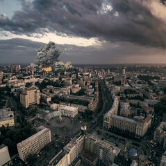 Aerial view of the central street of Kyiv