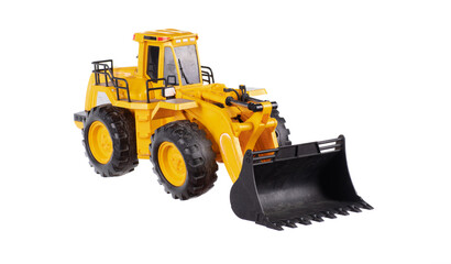 Obraz na płótnie Canvas toy machine yellow bulldozer on a white background