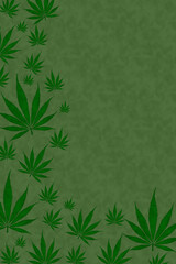 Weed border with green cannabis on green