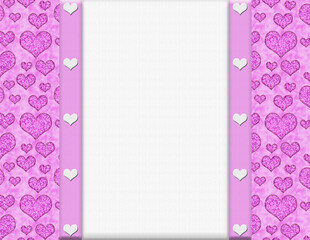 Love border with pink heart on white