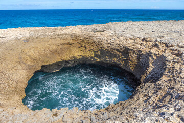Watamula Hole - natural sight on the island Curacao in the Caribbean 