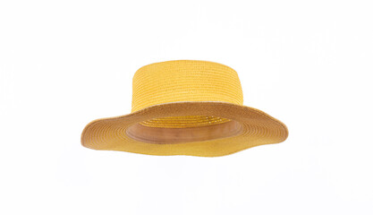 yellow summer hat isolated on white background