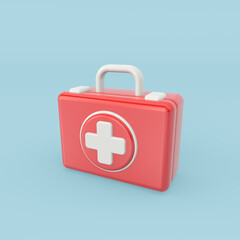3d rendering illustration. First aid kit icon. Modern trendy design. 