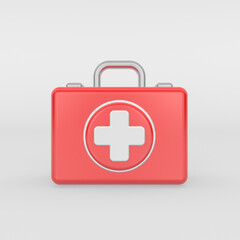 3d rendering illustration. First aid kit icon. Modern trendy design. 