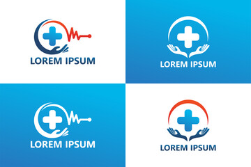 Set of health care logo template design vector