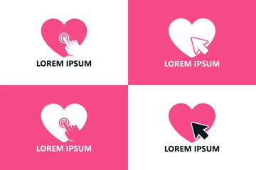 Set of click love logo template design vector
