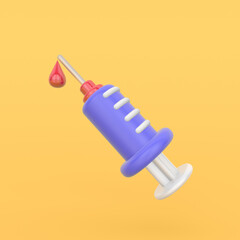 3d rendering illustration. Injection icon. Vaccine logo symbol sign. Modern trendy design. Bright colors. 
