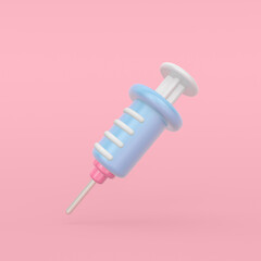 3d rendering illustration. Injection icon. Vaccine logo symbol sign. Modern trendy design. Bright colors. 