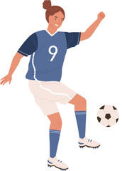 Female Football Player Kicking Ball Illustration © Good Studio