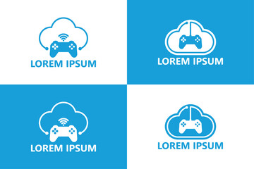 Set of cloud gaming logo template design vector