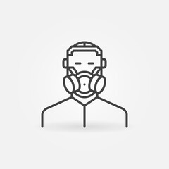 Man with Gas Mask vector concept line icon or sign