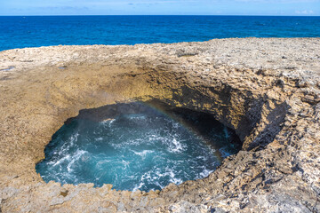 Watamula Hole - natural sight on the island Curacao in the Caribbean 