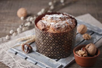 Easter cake Kulich with raisins
