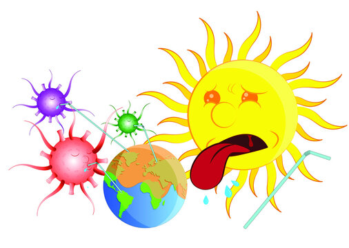 Corona Virus Big Problem for Earth and for sun vector Illustration, Fight Against Covid-19