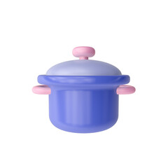 3d render illustration of cooking pot . Simple icon for web and app. Modern trendy design. Isolated on white background.