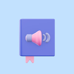 3d render illustration of audiobook. Simple icon for web and app. Modern trendy design. Isolated on white background.
