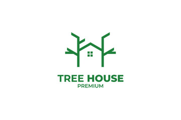 Tree icon with house logo design concept vector template