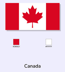 Fototapeta na wymiar Vector Illustration of Canada flag isolated on light blue background. Illustration Canada flag with Color Codes. As close as possible to the original. ready to use, easy to edit. vector eps10.