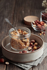 Homemade rustic granola with nuts