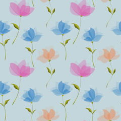 Hand drawn floral flower pattern.