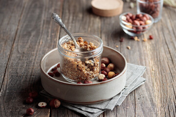 Homemade rustic granola with nuts