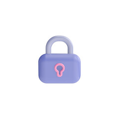 3d render illustration of 
lock. Simple icon for web and app. Modern trendy design. Isolated on white background.