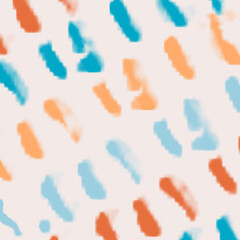 Colored brush spots on beige background. Background with pastel watercolor strokes. Cute pattern for printing on fabric, knitwear, wrapping paper.
