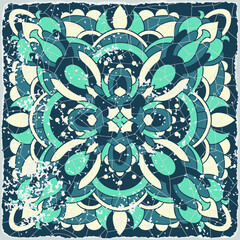 Traditional ornate portuguese tiles azulejos. Vintage pattern for textile design. Geometric mosaic, majolica. Seamless geometric pattern. Vector decorative background. Vintage floral pattern.