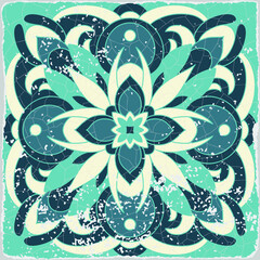 Traditional ornate portuguese tiles azulejos. Vintage pattern for textile design. Geometric mosaic, majolica. Seamless geometric pattern. Vector decorative background. Vintage floral pattern.