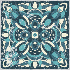 Traditional ornate portuguese tiles azulejos. Vintage pattern for textile design. Geometric mosaic, majolica. Seamless geometric pattern. Vector decorative background. Vintage floral pattern.