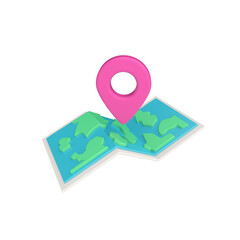 3d render illustration of map with geolocation . Simple icon for web and app. Modern trendy design. Isolated on white background.
